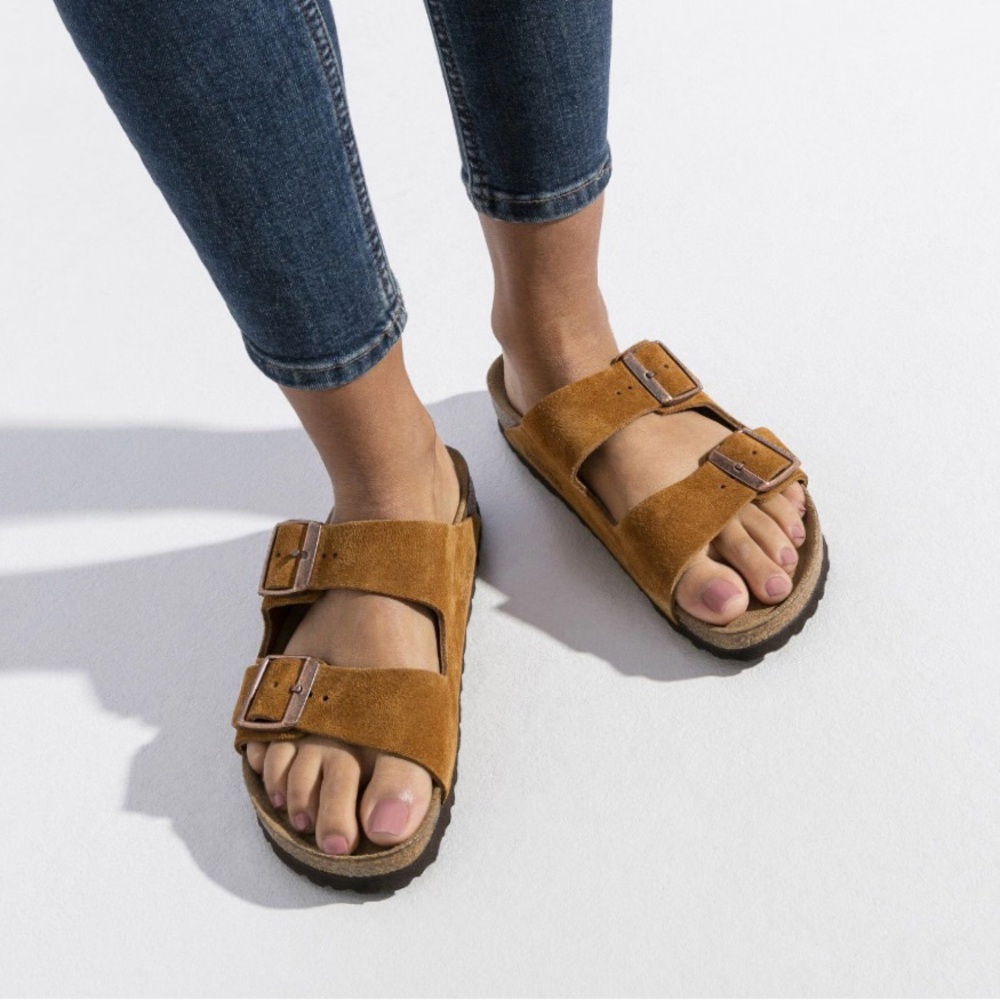 Birkenstock Arizona Soft Footbed Two Straps Suede Leather Size 38